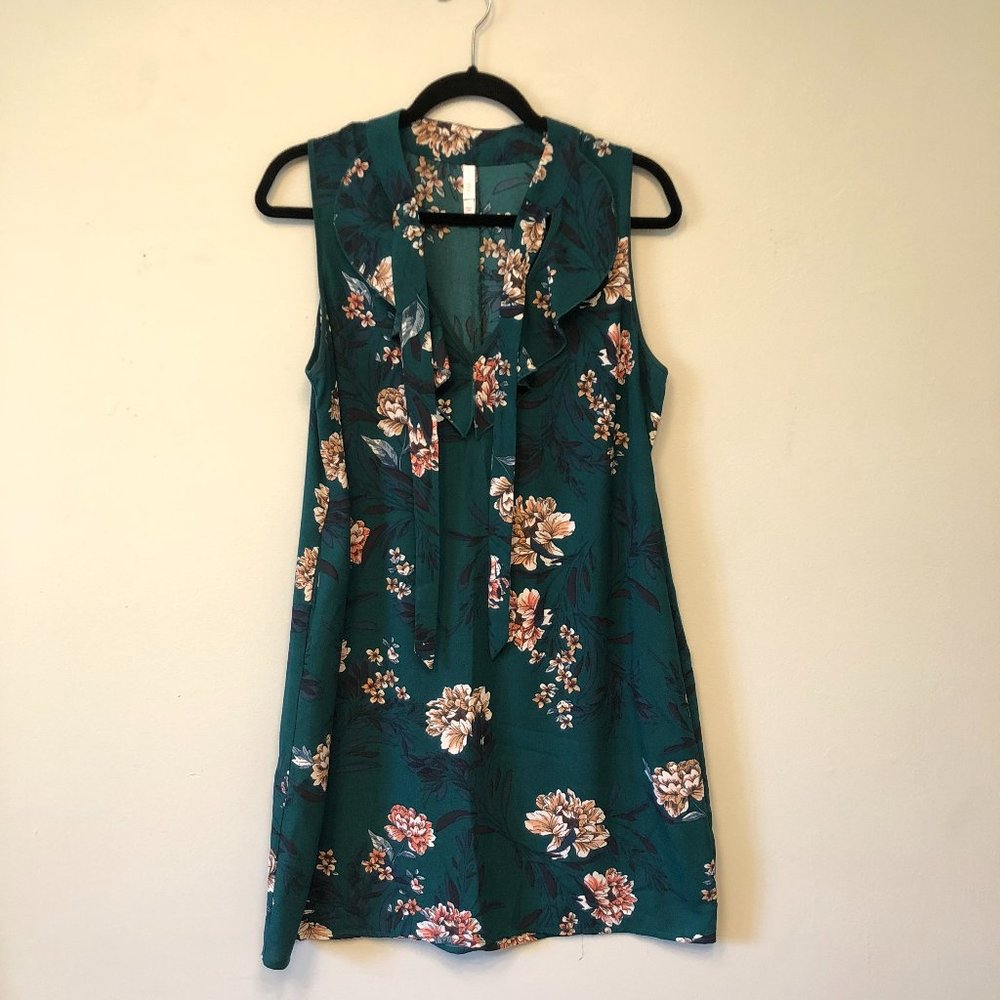 Green Shift Floral Xhiliration Dress Size L